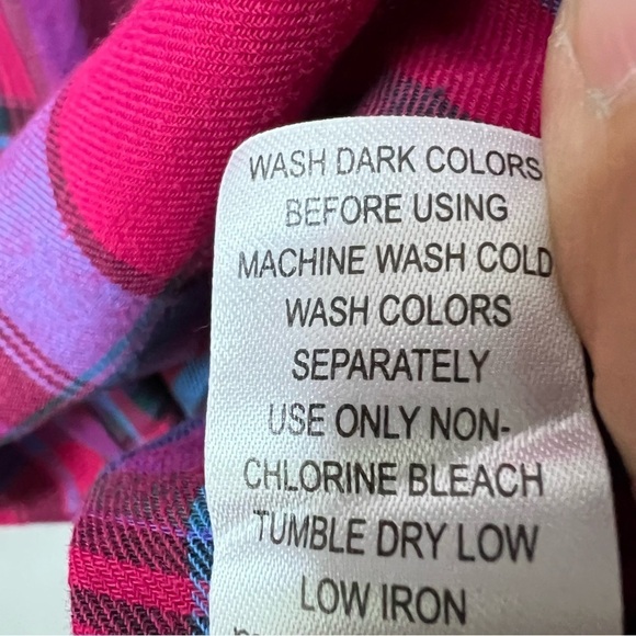 Roaman's Women's Button Up Shirt Tunic Plaid Roll Tab V Neck 22 Asymmetrical Hem - Picture 10 of 15